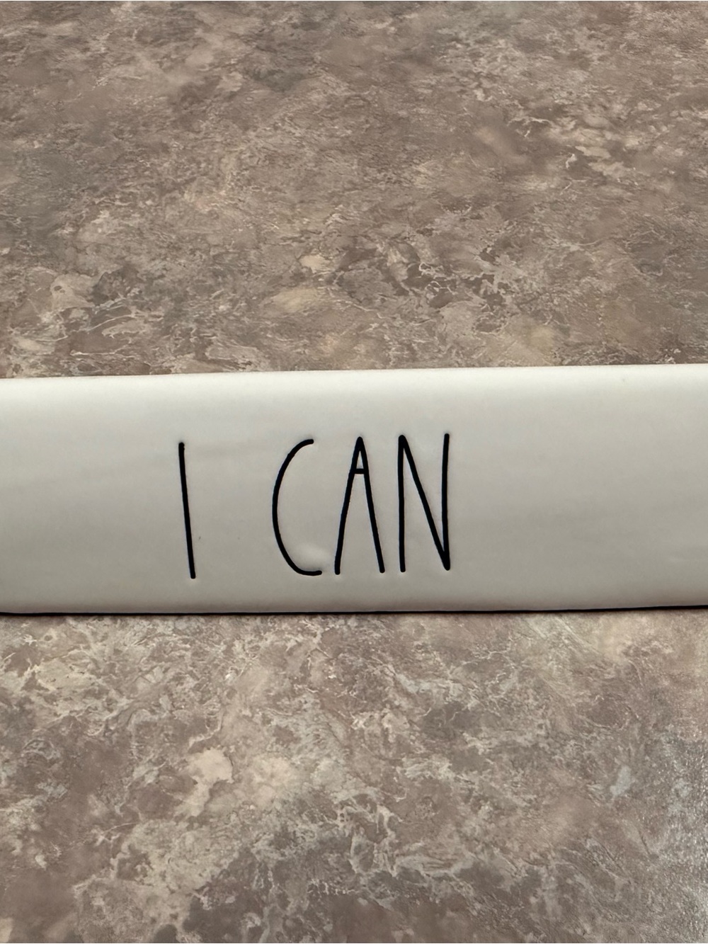 Rae Dunn White Ceramic Decorative desk decor with "I CAN" /I WILL Lettering